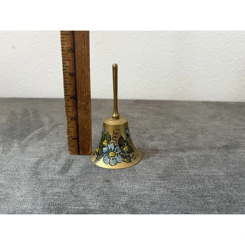 Vintage Bell Hand Painted Solid Brass Rare Made in India 4.5
